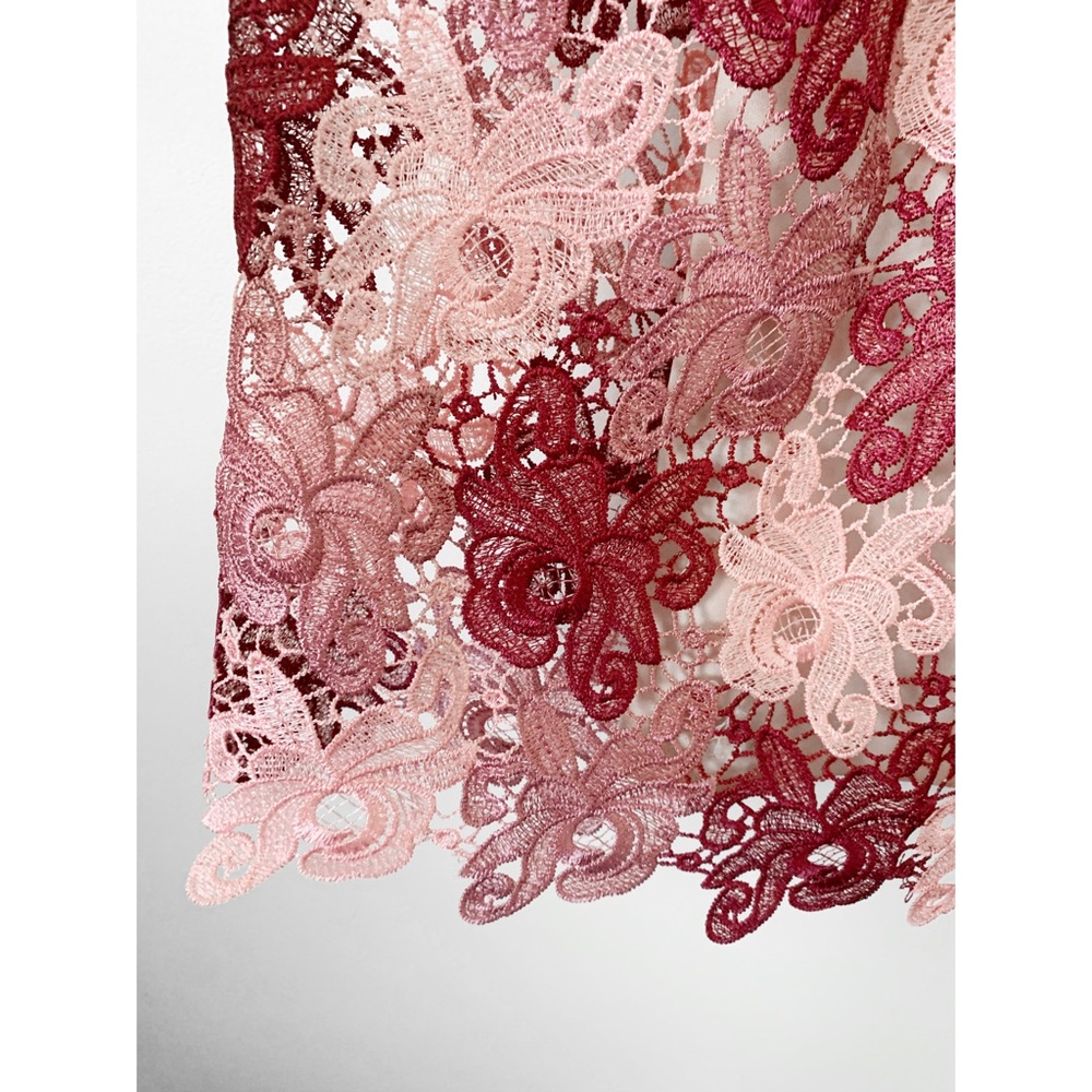 Pink Floral Lace V-Neck Fit & Flare Dress - Picture 7 of 8
